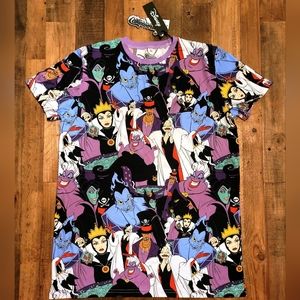 Cakeworthy x Disney Villains AOP All Over Print T-Shirt Size Medium Brand New
